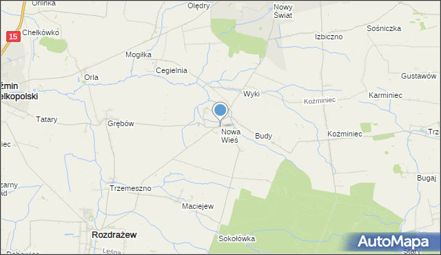 mapa Nowa Wieś, Nowa Wieś gmina Rozdrażew na mapie Targeo